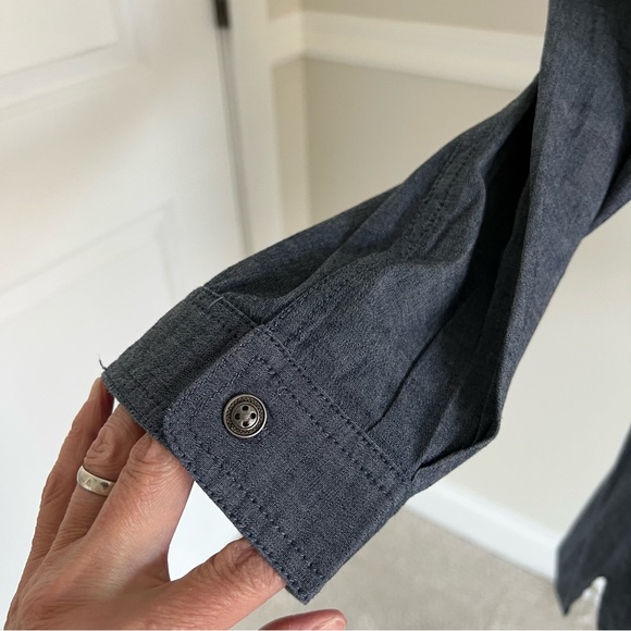 Denim & Co. 3/4 sleeve stretch denim button front shirt - Picture 8 of 13
